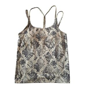 PINK Victorias Secret Snakeskin Print Active Camisole Built-in Bra Gray Cream M